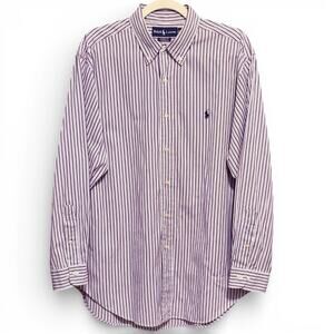 Ralph Lauren Classic Fit Dress Shirt Purple Navy Striped 16.5 32/33 Button Down